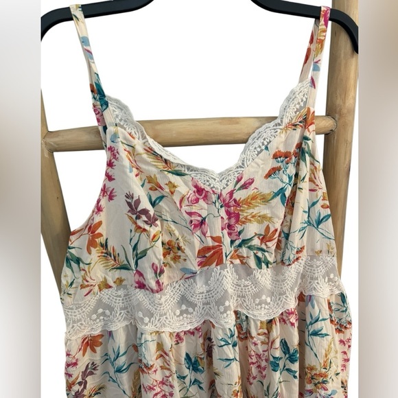 Torrid Women's Maxi Washable Gauze Lace Inset Dress in Carrie Floral Size 2X NEW - Picture 9 of 10